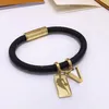 Flower Designer Bracelet For Men Opening Women Bangles Elegant Fashion Brand Brown Leather Bracelets With Letters Jewelry