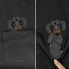 Mäns spårsättningar Cloocl Black Cotton T Shirt Pocket Cute Dachshund Midning Finger 3D Printed Tshirt Casual Shirts Funny Cottons Tee Harajuku Topps 230322