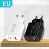 High Speed ​​Fast Quick 20W 12W Wall Chargers EU US UK AC Home Travel 2Ports PD Charger Adapter voor iPad iPhone 12 13 Pro Max Samsung HTC Android Telefoon