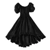 Freizeitkleider Kleider für Damen Vintage Gothic Kleid Elegant O-Ausschnitt Kurze Puffärmel Hohe Taille Mittellang Dark French Chic Vestidos G230322