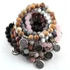 Bracelets porte-bonheur mode belle 8mm pierre naturelle poignet Mala Lotus/OM/bouddha Yoga Bracelet 30 pc/lot