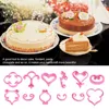 Moldes de cozimento 12pcs/conjunto de rosa flor açúcar de açúcar fofo fondant corteador decoração em relevo biscoitos de coração