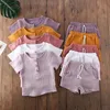 Giyim Setleri Toddler Çocuk Bebek Erkekler Yaz Günlük Giysileri Katı Kısa Kollu Tshirt Üst Pantolon Kıyafeti 2 PCS Set 230322