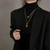 Designer europeisk-amerikansk länk i Bio Instagram tröja kedja mode kvinnors halsband titanium stål färg snabbt