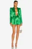 Tute da donna 2023 Moda Set da 2 pezzi Donna Streetwear Colore verde Blazer di base Set Cappotto Pantaloncini Giacca da abito sottile