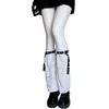 Kadın Çorap Japon kız kırık yırtılmış unisex y2k kadın gotik tarzı siyah beyaz uzun kayış harajuku ayak örtüsü