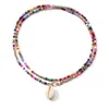 Colares pendentes Bohemian Colorful Seed Bad Shell Charklace Declaração de colar de colarinho curto Clavícula Colar para mulheres Boho Jewelry Z0321
