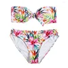 Dames Swimwear Wrap Women Bikini Bathing Set Suit Swimsuit Print Gevotte borst Bandeau Swimwears Dames shorts