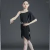 Stage Wear Children Black Red Blue Gold Sexy Tassel Latin Dance Dress Fringe Sequin Salsa Ballroom Tango Cha Rumba Samba Dresses