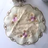 Table Napkin 6 Pcs Round Embroidery Lace Placemat Home Non-slip Heat Insulation Furniture Decoration Cup Mats