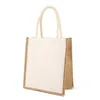 Blancs de sublimation Sac fourre-tout en toile de polyester vierge Étanche Pe Film Doublé Lin Jute Boutique Naturel Eco Friendly Totes Drop Delivery Dhiyy