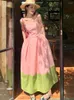 Casual Dresses Korean Women Evening Dress Fairy Sweet Sexy Strap Backless Maxi Party Gown Beach Birthday Lady Robe Mujer Vestidos Summer
