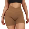 Yoga Outfits Sports Shorts Women High Waist Workout Seamless Fiess Scrunch Butt Gym Leggings Cross Pocket Pants 230322