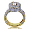 Mens cuba Rings 18K Gold Jewelry Plated Fashion Gemstone Simulation Diamond Iced Out For Men