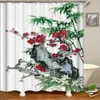 シャワーカーテン中国の花と鳥の風景防水シャワーカーテンカーテンバスルーム洗える布画面フック230322