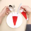 زينة عيد الميلاد تغطية أدوات المائدة بالجملة تغطية زخرفية سكين شوكة مجموعة مهرجان أداة تخزين القبعة