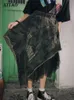 Saias Xitao Camuflagem Mesh Splice Skirt Long Street Rua assimétrica Cantura alta Roupas de verão para mulheres Moda Casual solto XJ1689 230322