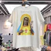 Erkek Tişörtler Kutsal Anne Baskı Gevşek Gündelik Yuvarlak Yuvarlak Kısa Kollu T-Shirt Adam T230321