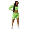 Designer Tracksuits Summer Two Piece Set Women Outfits Long Sleeve Zipper Crop Top and Shorts Matching Sets Sweatsuits Bulk Wholesale Clothes 9550