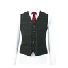 Men's Suits & Blazers Costume Homme Business Autumn Tweed Plaid Dark Green Jacket Coat Clothes Wedding Tailor-Made 3 Pieces