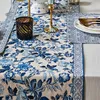 Bordslöpare kinesisk traditionell blå vit bordslöpare blommor bröllop bordslöpare med fransar hem brud duschdekor matsalskläder 230322