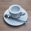 Fincan tabakları espresso fincan tabak seti beyaz 9mm kalınlaşmış profesyonel kahve kupa rekabet seviyesi ev kafe içecekware 50ml