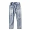 Jeansy dżinsowe dżinsy młodzieżowe chłopców jesunowe piepki Modna dziura dżinsowe spodnie dżinsowe dżinsowe ubranie chłopców 10 lat 6-14Y 230406