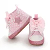 First Walkers Pink Baby Shoes Princess Fashion Sneakers Infant Toddler Soft sole Anti Slip 01 year old baby Christening 230322