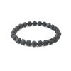 Filo di moda classico nero opaco perline di ematite braccialetto di perline gioielli in pietra naturale per regalo da uomo