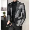 Ternos masculinos Blazers Spring Autumn Blazers Men Slim Fit Fit British Plaid Sonos Formal Jacket Business Blazers Casual Blazers Male Slim Casal 230322