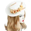 Chapeaux à large bord femmes fleur décor parasol chapeau plat Lolita Anti-UV Tea Party plage de sable