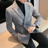 Мужские костюмы Blazers Британский стиль двухбортный мужчина Blazers Slim Wedmance Business Casual Jutd Jacket Houndstooth Street Wear Social Dress Heal 230322