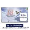 S8 Ultra Max ساعة ذكية Super 2.08 كبيرة بوصة عالية الدقة سريعة التحرير حزام برغي ثابت 49 مللي متر حافظة من التيتانيوم رياضية مزودة بتقنية البلوتوث للاتصال بشاحن لاسلكي NFC معدل ضربات القلب HryFine