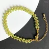 Strand Wholesale Green Peridot Natural Crystal Bracelet Faceted Bead For Women Fresh Adjustable Hand Row Fashion Jewelry JoursNeige