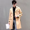 Men's Trench Coats 2023 Men Spring Autumn Korean Long Solid Color Female Slim Jackets Ladies Turn-down Collar Casual Outwear G276