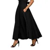 Юбки с высокой талией плиссированные длинные юбки Женские винтажные флакрасные полные юбки свинг -атласное платье 230322