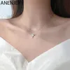 Chaînes ANENJERY 925 Sterling Silver Simple Minuscule Papier Avion Avion Zircon Pendentif Collier Pour Femmes Clavicule Chaîne S-N6871