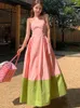 Casual Dresses Korean Women Evening Dress Fairy Sweet Sexy Strap Backless Maxi Party Gown Beach Birthday Lady Robe Mujer Vestidos Summer