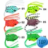 1 pièces nouveau style 4.1cm 4.5g grenouille leurre souple Tube appât en plastique leurre de pêche avec hameçons Topwater Ray grenouille artificielle 3D yeux