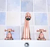 Bathroom Sink Faucets Antique Red Copper Brass Deck Mounted Dual Handles Widespread 3 Holes Basin Faucet Mixer Water Taps Msf535