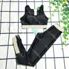 Fashion Womens Tracksuits Vest Pant Yoga Sets Letter Printed Women Two Piece Set Sexy Ladies Fitness Clothing Black Sportswear Suit