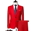 Męskie garnitury Blazers męskie garnitury Set Set Pants Dwuczęściowy czysty kolor Slim Pasping Tuxedo Business Butique Fashion Men Men Suit Set 230322