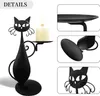 Portacandele in metallo con gatto nero Candelabro per gatti in ferro vintage per la casa rurale d'epoca per la decorazione di feste