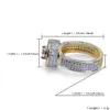 Mens cuba Rings 18K Gold Jewelry Plated Fashion Gemstone Simulation Diamond Iced Out For Men