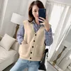 Gilet da donna Primavera Autunno Donna Bottone con scollo a V Maglioni lavorati a maglia senza maniche Tasche vintage Maglione Gilet Donna Panno solido allentato B91 230322