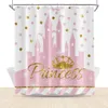 Shower Curtains Pink Gold Shower Curtain Princess Castle Dotted Bathroom Bath Curtains Waterproof Durable Girl Bathtub Stalls Clawfoot Tub Decor 230322