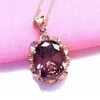 Kedjor Creative 585 Purple Gold Flower Ruby Crystal Pendant Necklace Plated 14k Rose Luxur Sweet Wedding Party Jewelry Gift