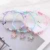 Braccialetti con ciondoli 3 pezzi / set braccialetto per ragazza regolabile ciondolo simpatico cartone animato colore moda intrecciato a mano coppia regalo di amicizia per donne