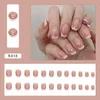 False Nails 24pcs rosa FALSO Pressione em designs de unhas Arte Dicas longas formulários de conjunto reutilizável