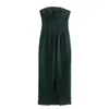 Casual jurken traf dames mode lente zomerkant zip gewaad strapless sexy rechte lange chique vrouwelijke vintage avond 230321